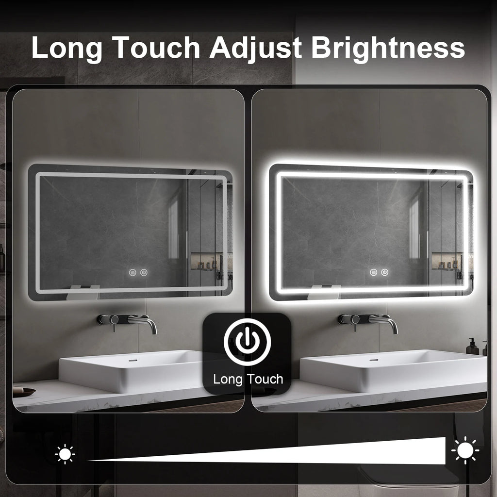 LED Bathroom Wall Mirror With Dimmable Lights