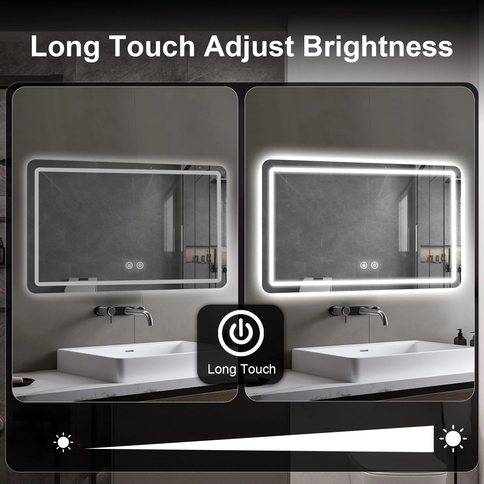 LED Bathroom Wall Mirror With Dimmable Lights