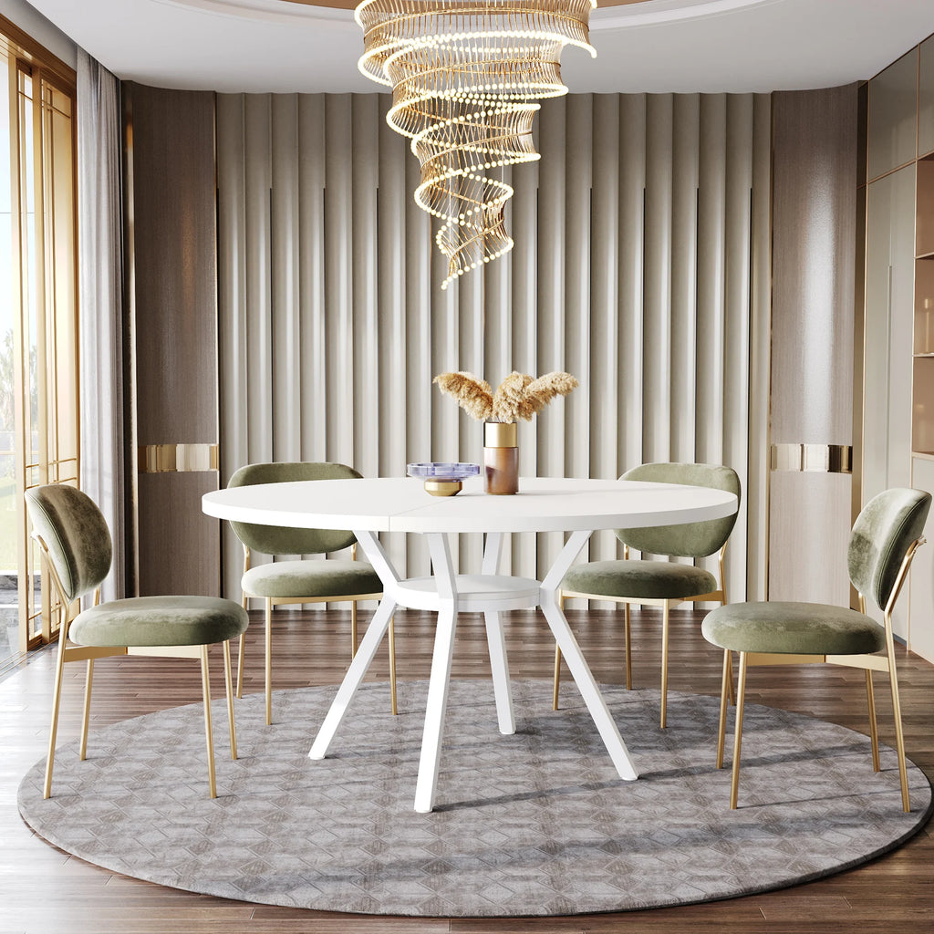 47-Inch Farmhouse Round Dining Room  Kitchen Table,