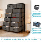 13 Fabric Drawers Cabinet Storage Organizer Adjustable Feet Steel Frame