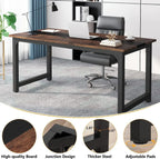 Tribesigns 70.8" Executive Computer Desk - Large Home Office Workstation, Dual Monitor Ready, 70x31x29", Assembly Required, Vintage Grey / Vintage Black / White