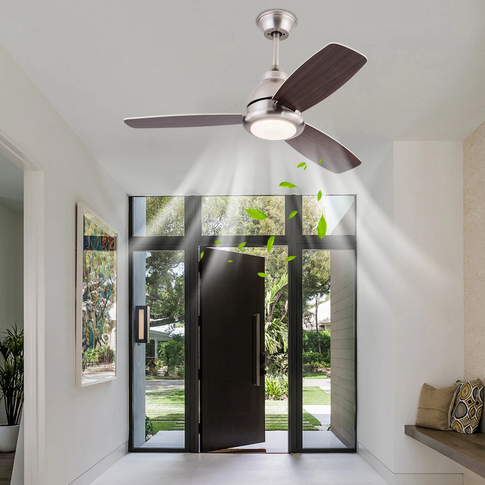 Ceiling Fan Light with Remote Control 3 Fan Blades Modern LED 35dB