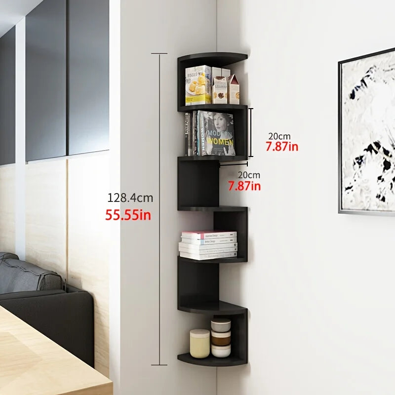 7-Tier Rustic Wall-Mounted Corner Shelf - Easy-To-Install Home Storage