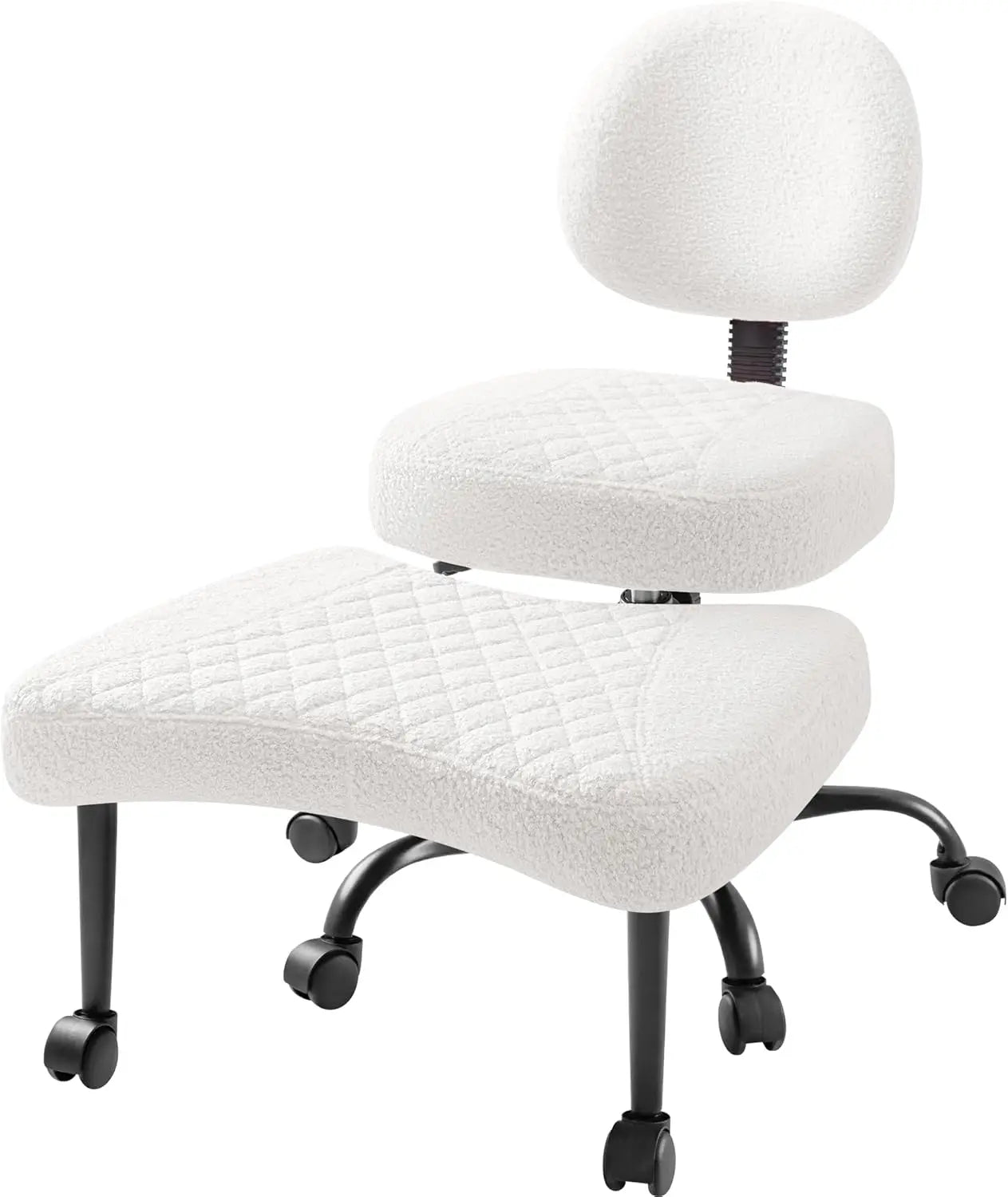 Ergonomic Criss Cross Legged Office Chair with Wheels, 360°Swivel Adjustable Height Kneeling Desk Chair with Footrest