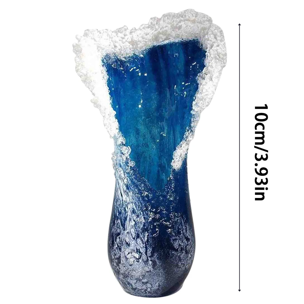Sea Wave Vase Resin Blue Decoration