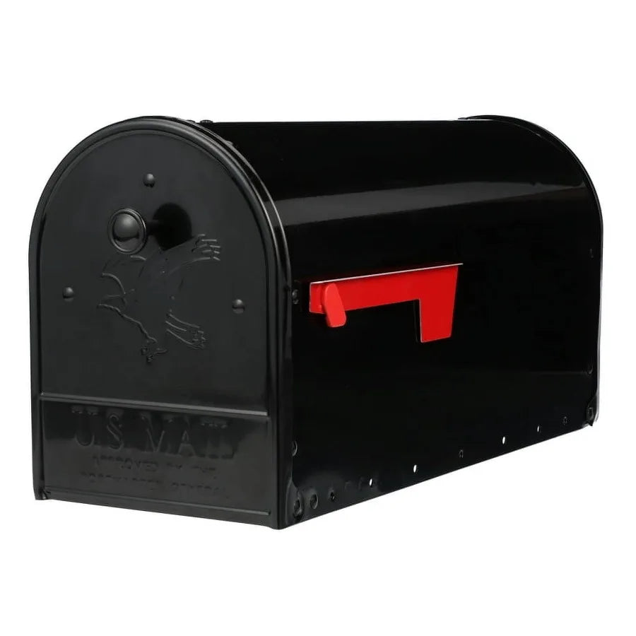 Outback Double Door Large Steel Post Mount Mailbox Black