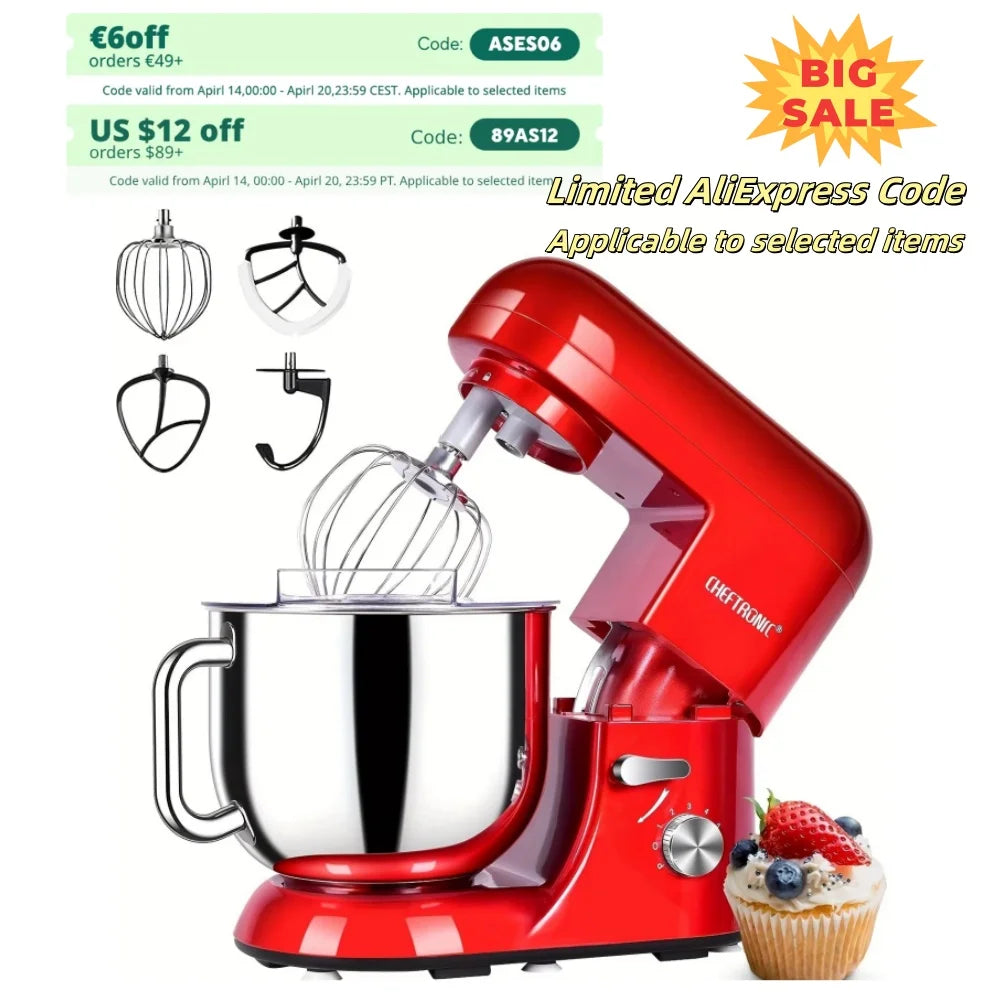 1pc Stand Mixer, 7 Quart Tilt-Head Electric 6-Speed, US Plug, Frother for milk