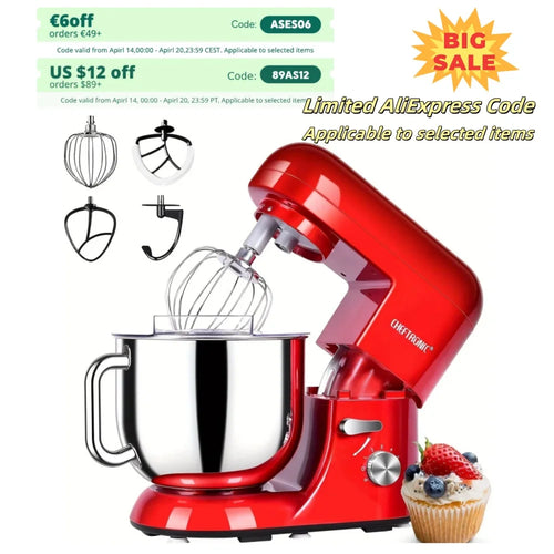 1pc Stand Mixer, 7 Quart Tilt-Head Electric 6-Speed, US Plug, Frother for milk