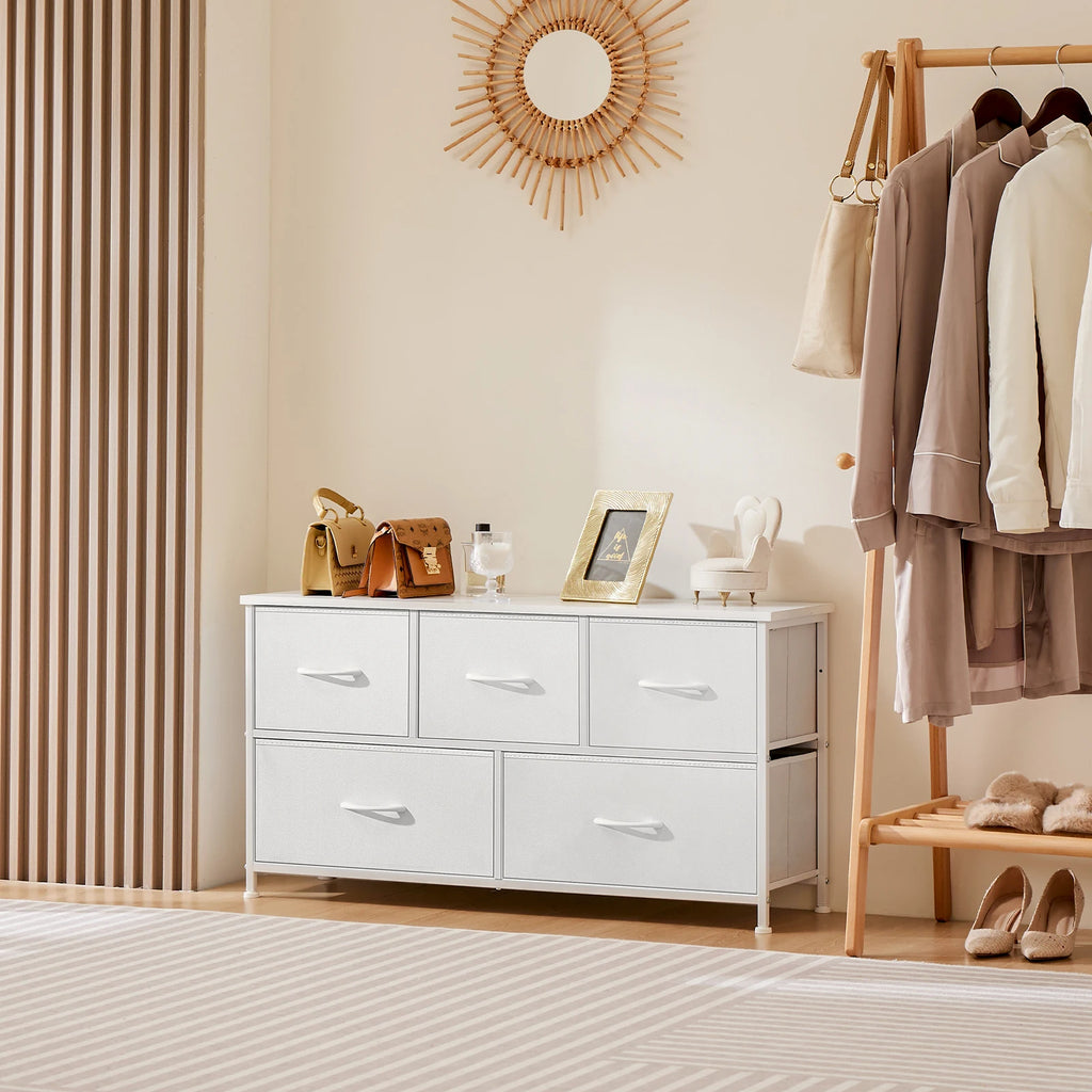 Wardrobe Dresser With 5/7/10 White Fabric Drawers