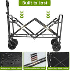 Heavy Duty Foldable, Portable Wagon for Groceries, Beach with All-Terrain Wheels  Drink Holders,