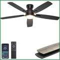 52" Low Profile Ceiling Fan with Light & Remote/APP, Quiet DC Motor, Dimmable, Black, for Bedroom Living Room