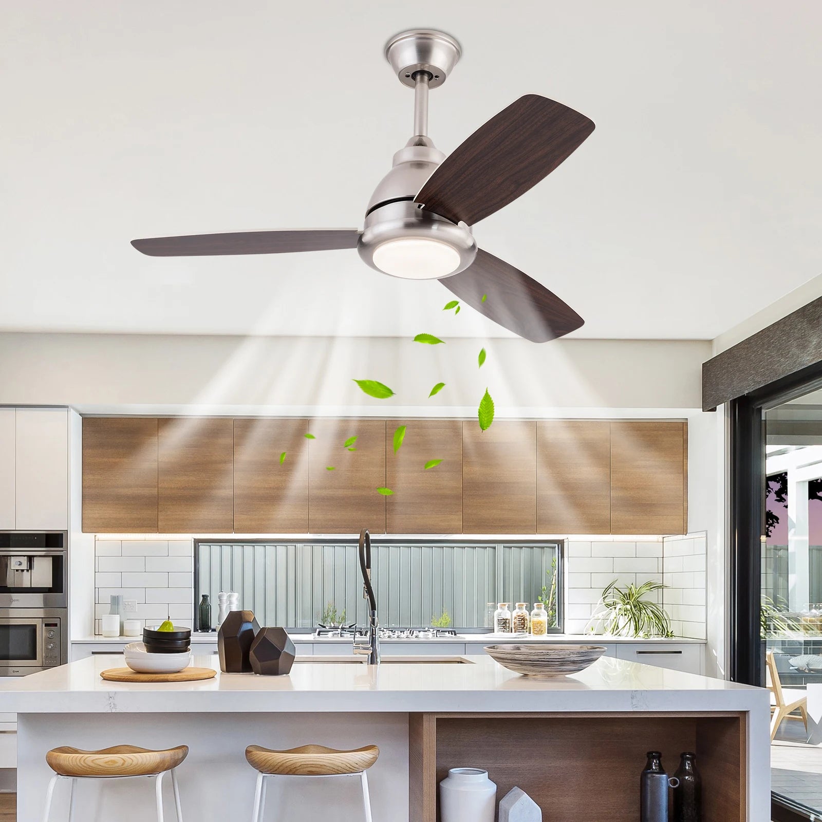 Ceiling Fan Light with Remote Control 3 Fan Blades Modern LED 35dB