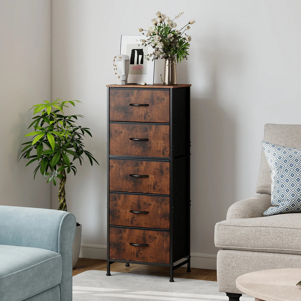 48IN Dresser With 5 Fabric Drawers Steel Frame