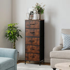 48IN Dresser With 5 Fabric Drawers Steel Frame