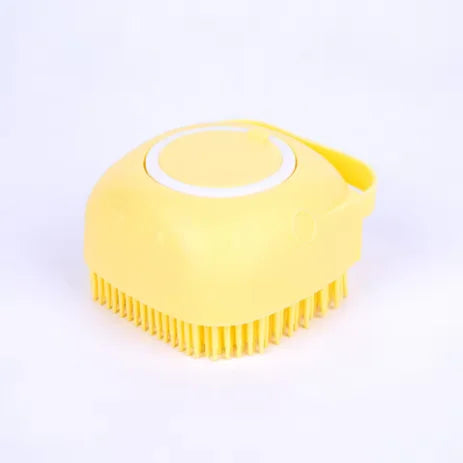 2-In-1 Pet Bath & Massage Brush With Shampoo Storage. Silicone For Sensitive Skin