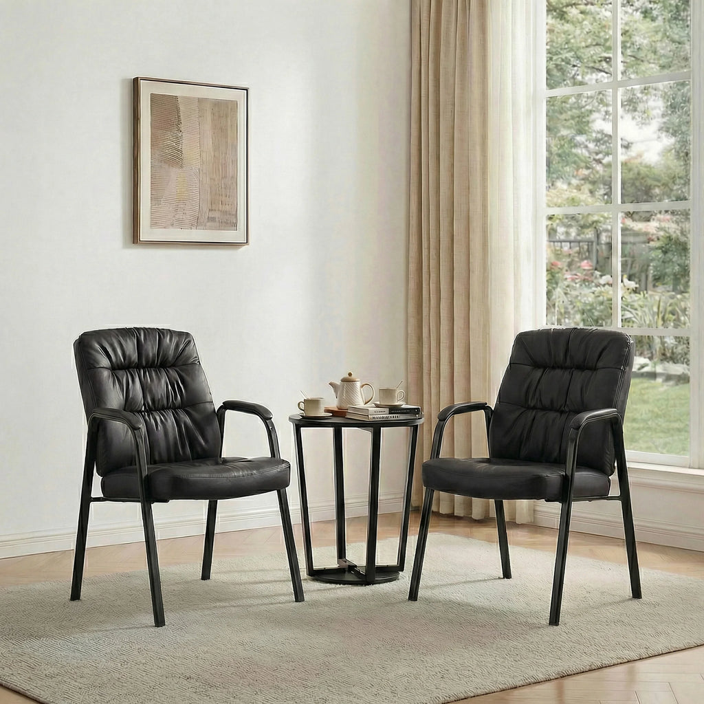 Heavy PU Leather Ergonomic Office Chair with Lumbar Support Padded Armrests Waiting Room Desk Chair Office