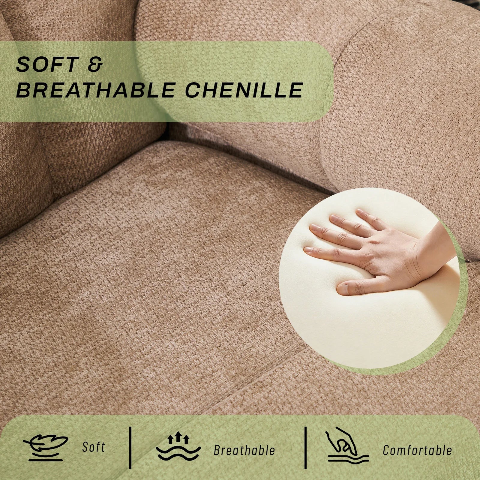 Rocking Recliner Chair, Modern Glider, Chenille Fabric Upholstery Recliner, Manual Reclining