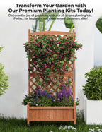 61.5" Wood Planter Box Raised Garden Bed With Trellis/Wheels