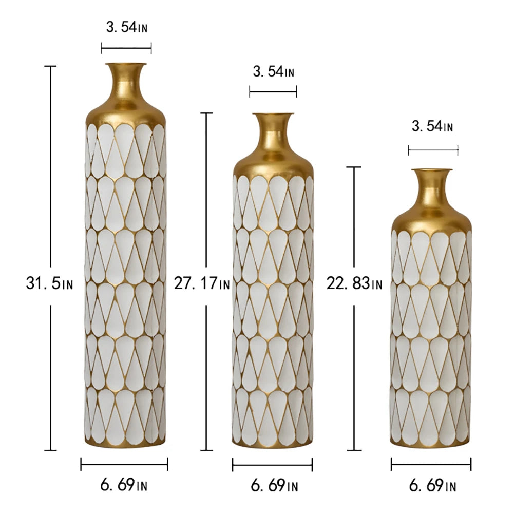 Floor Metal Vase 3-piece Set, Modern Drop-shaped