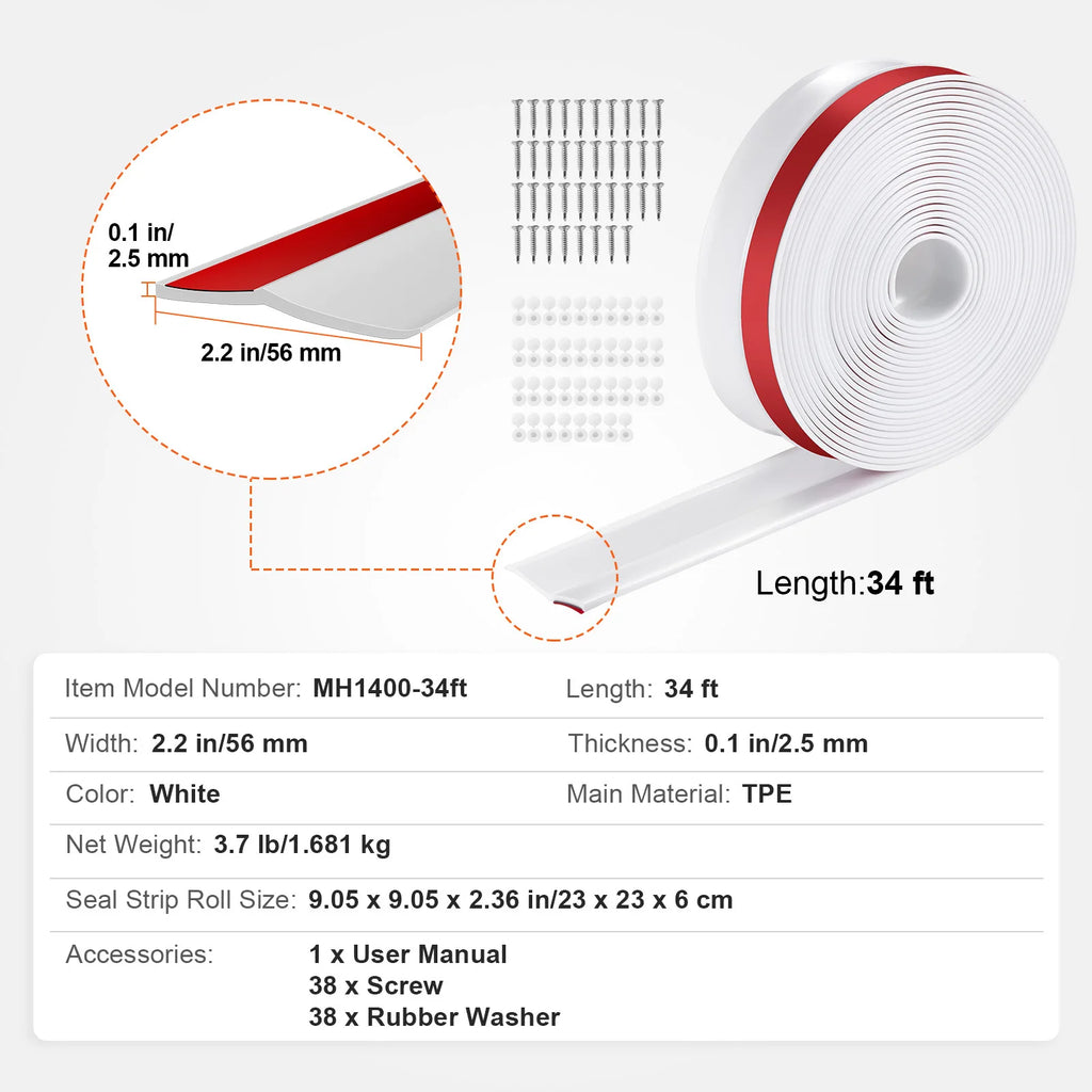 10/12/20 FT Garage Door Threshold Bottom Seal Strip Weatherproof
