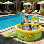 Dinosaur Inflatable Kiddie Pool, Splash Pads for Toddlers, Splash Pads with Sprinkler Outdoor Blow up Mat