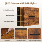 Reversible 6 Fabric Drawers Hanging Rack Dresser Closet w/LED Lights & Charging Station