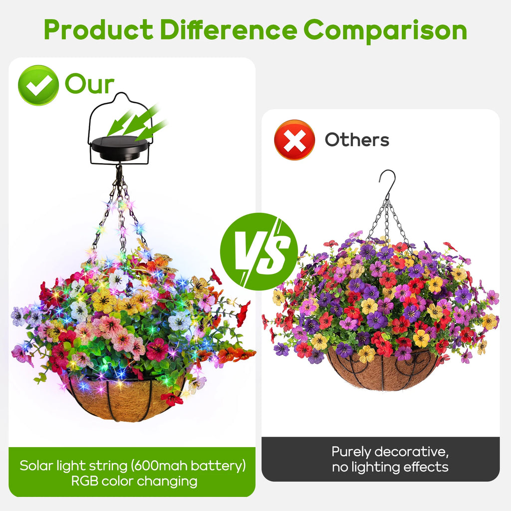 Solar-Powered Hanging Flower Basket Lights