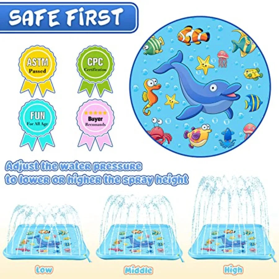 67 inch Inflatable Wading Pool Water Toy in Blue for Ages 3-9 Years Great Summer Fun Gift for Backyard