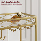 2-Tier Home Dining Room Bar Serving Cart on Lockable Wheels