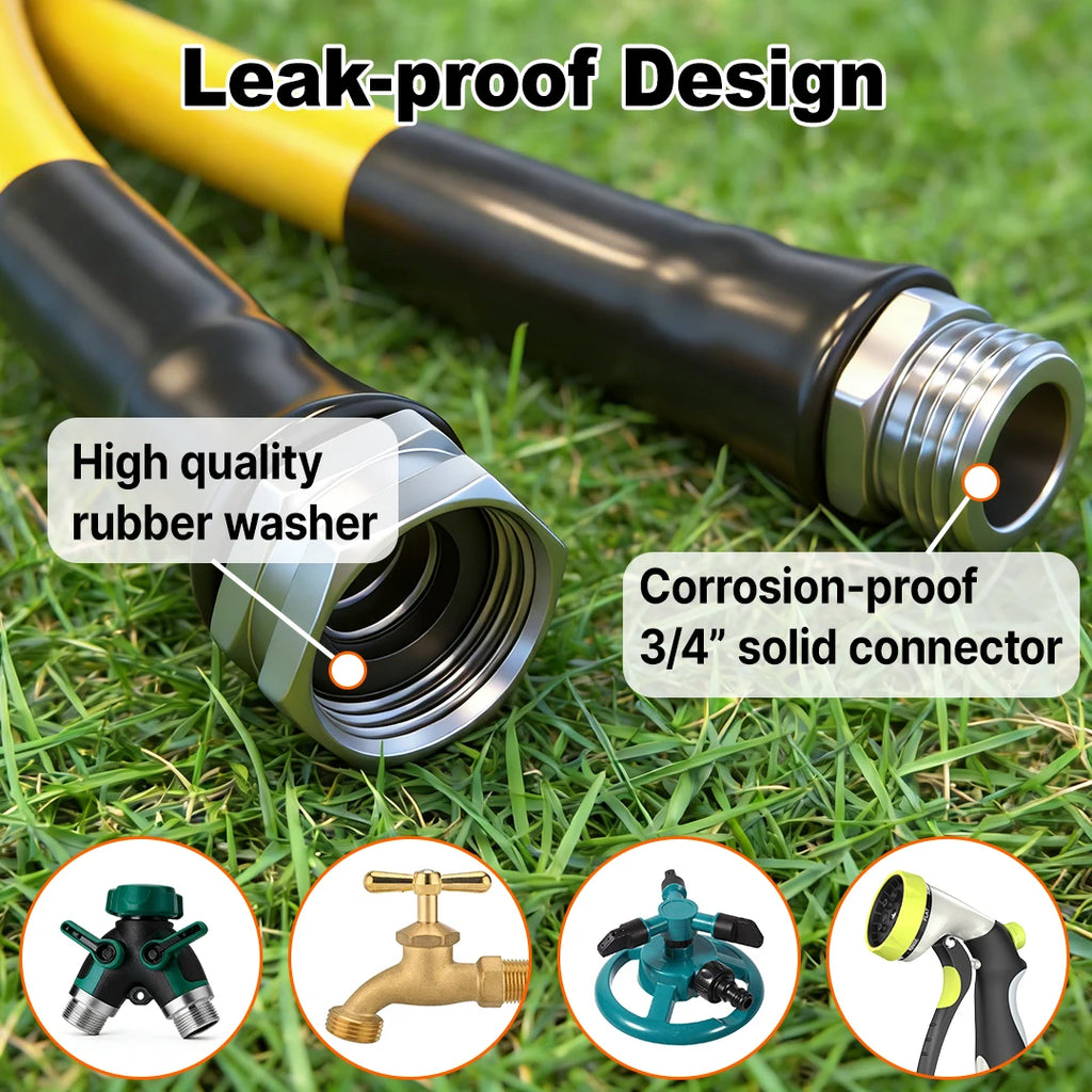 All Weather Hybrid  Garden Hose with 3/4'' Aluminum Fittings Lightweight, Kink Free.Flexible