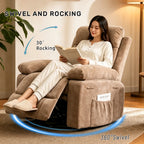 Rocking Recliner Chair, Modern Glider, Chenille Fabric Upholstery Recliner, Manual Reclining