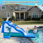 125-Inch Extra-Long Inflatable Dolphin Pool Slide for Summer Swimming Fun, Play Toy for Adults