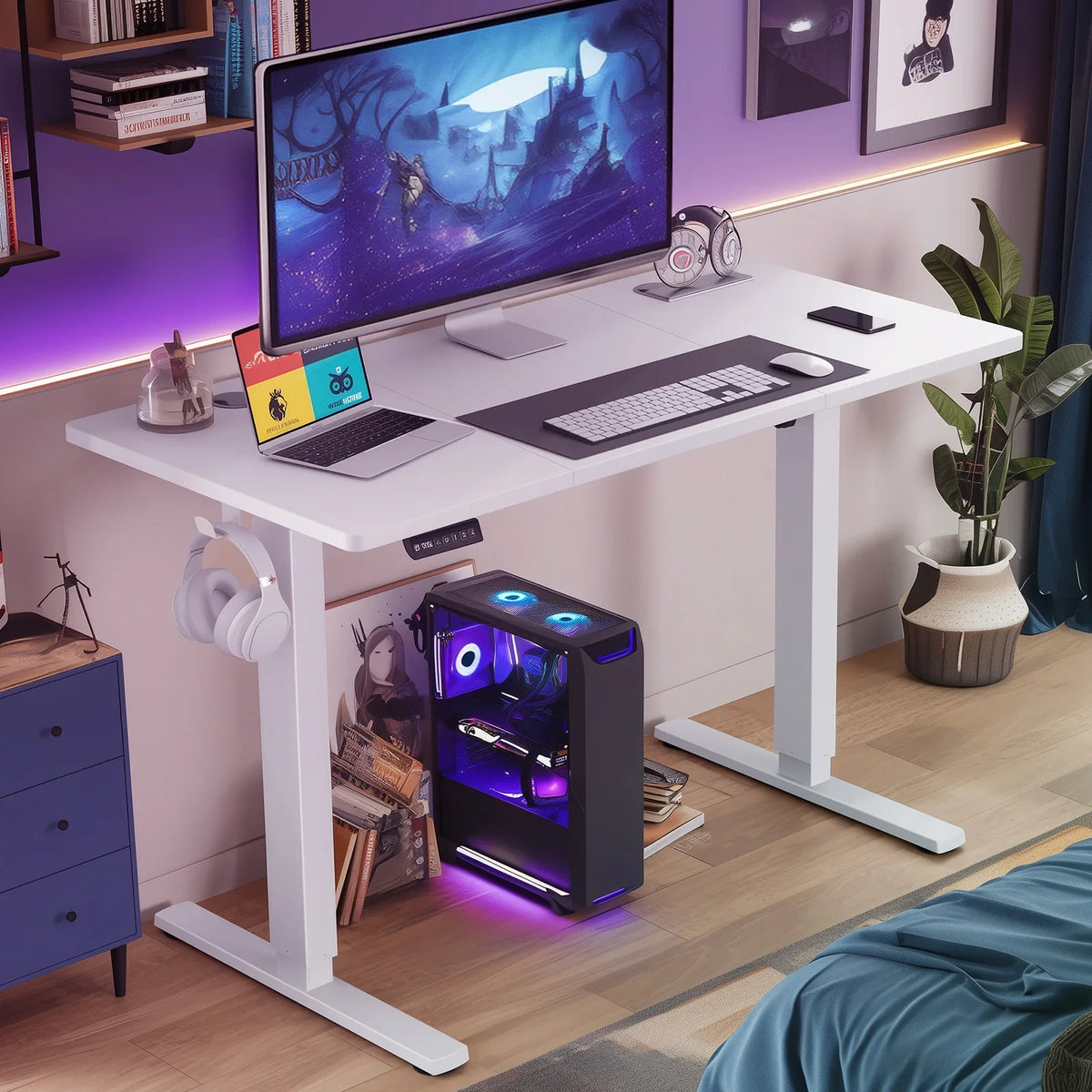 JHK Electric Standing Desk 63"x24" - 28.35" to 46.46" Height Range, 3 Memory Presets, 154 lb Capacity, Anti-Collision, <55dB Motor, EPA/CARB - Black, Oak, Rust, White