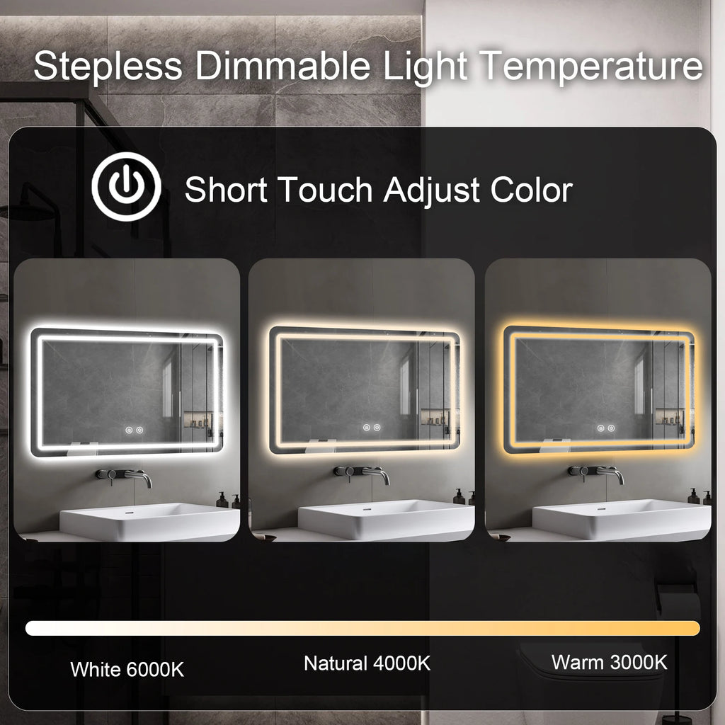 LED Bathroom Wall Mirror With Dimmable Lights