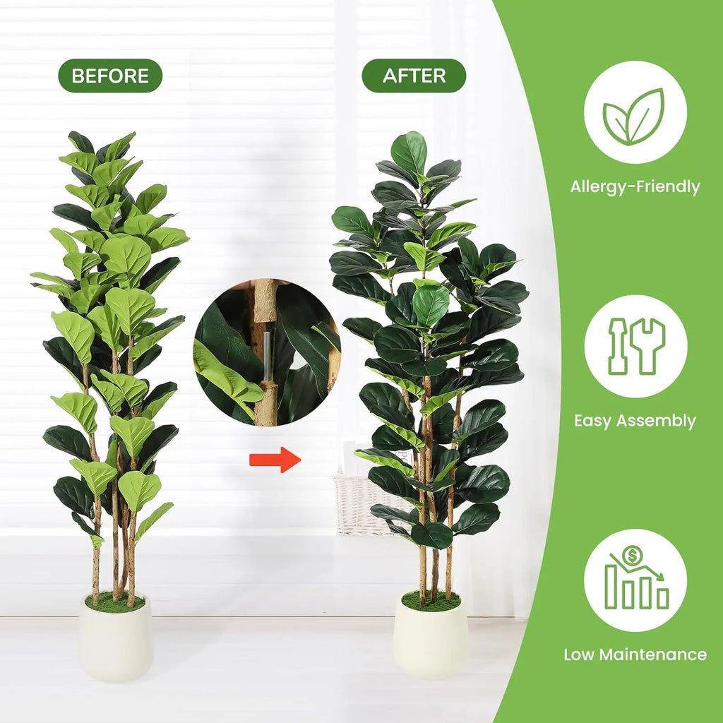 5/6/7 FT Artificial Faux Fiddle Leaf Fig Tree with Pot