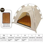 Portable Cat Tent Bed Breathable Oxford Pet House with Double-sided Mat Summer Cooling