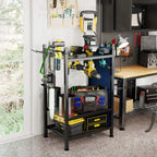 Yard Tool Tower Rack For Garage Organization And Storage, Holds Long-Handled Tools/Rakes/Brooms, Heavy Duty Steel