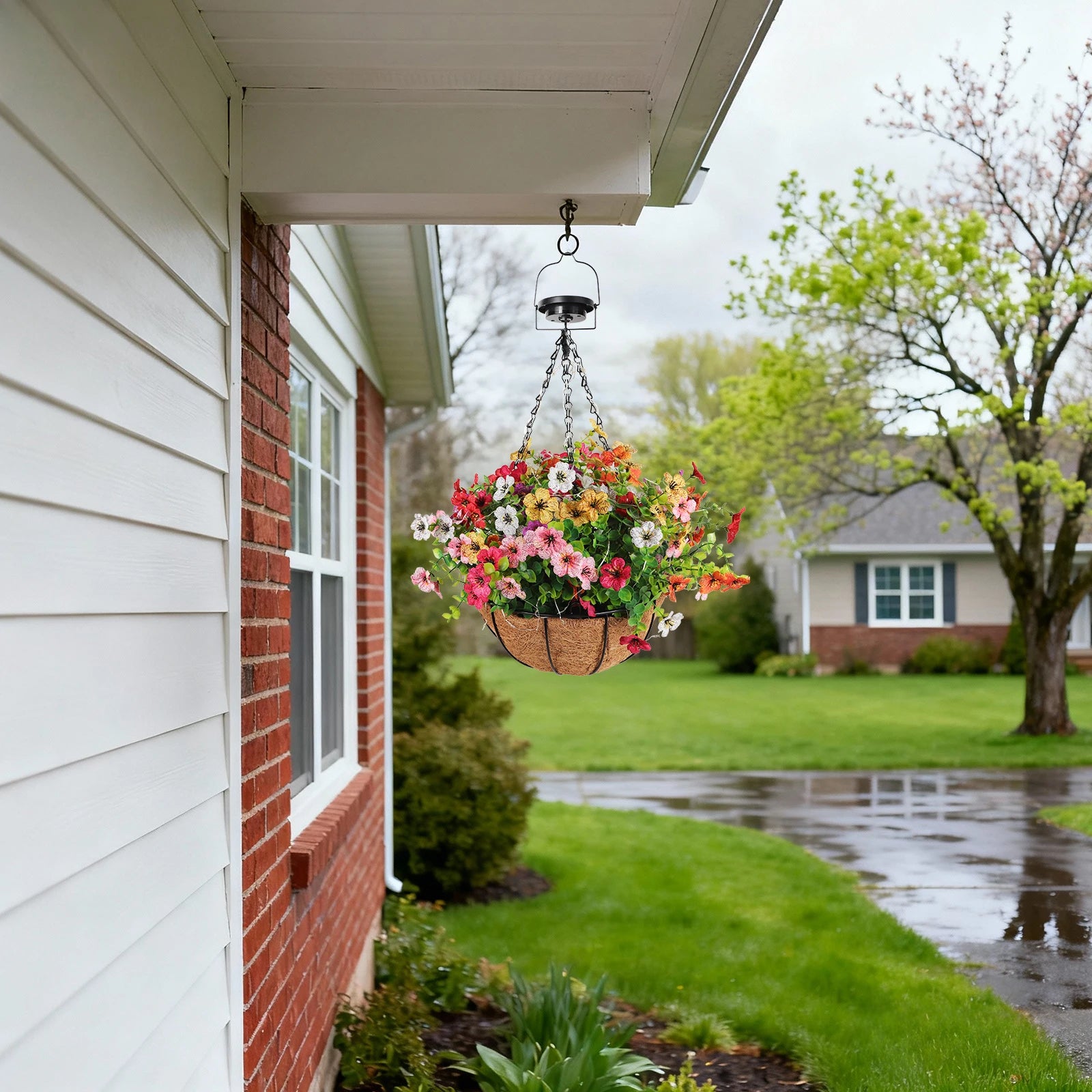 Solar-Powered Hanging Flower Basket Lights