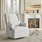 Upholstered Swivel Recliner Chair, Comfy Glider Rocking Chair with Lumbar Pillow and Footrest,