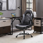 Gaming Ergonomic Office Chair with Swivel Rolling Adjustable PU Leather Racing Chair Flip-up Armrest