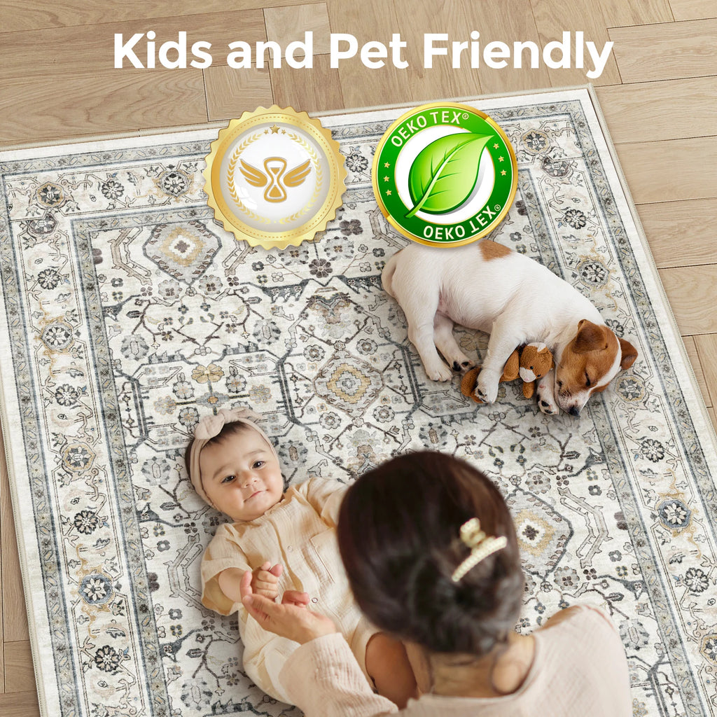 Retro Turkish Persian Vintage Washable Area Rug