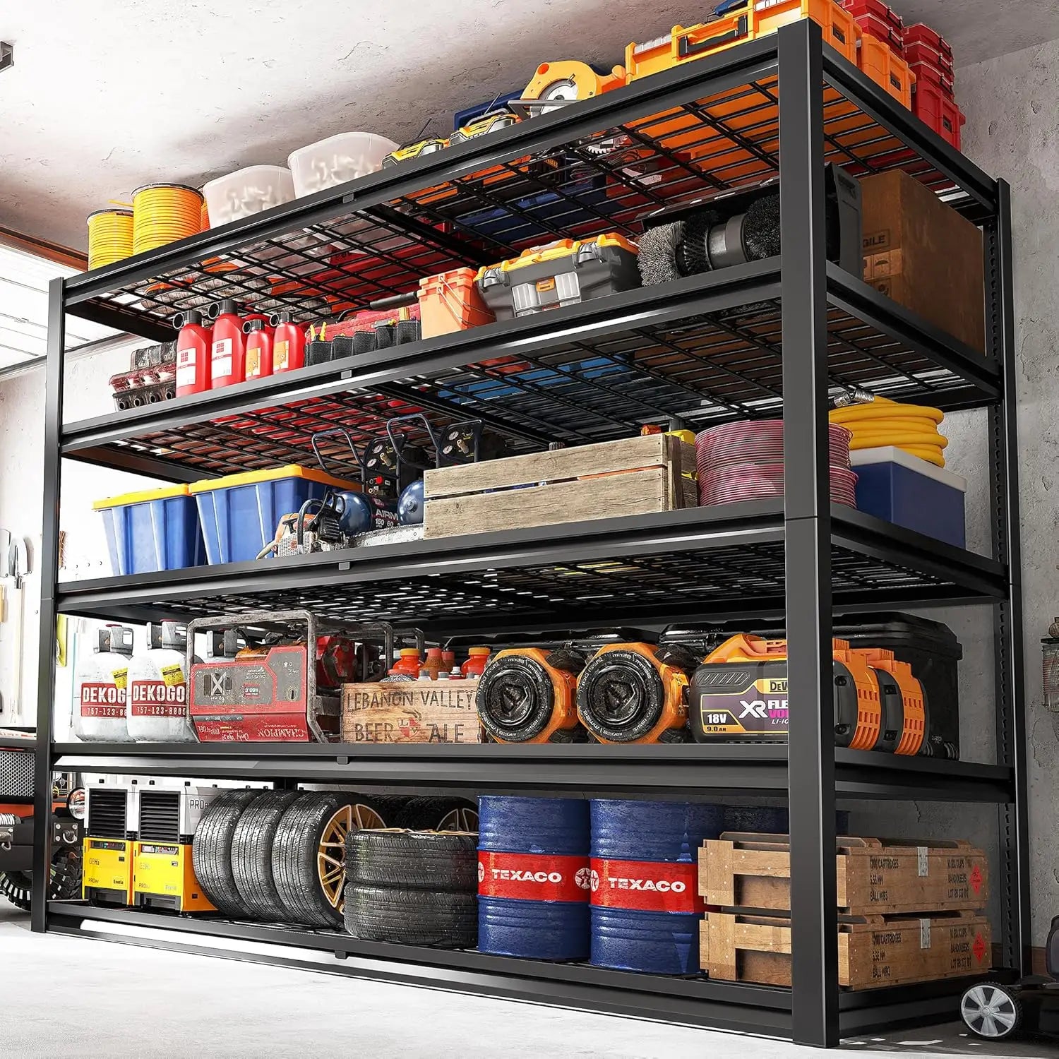 78" H Garage Shelving 3000LBS Heavy Duty Storage Shelves Adjustable 5 Tier Metal Shelving Unit for Storage Rack Storage