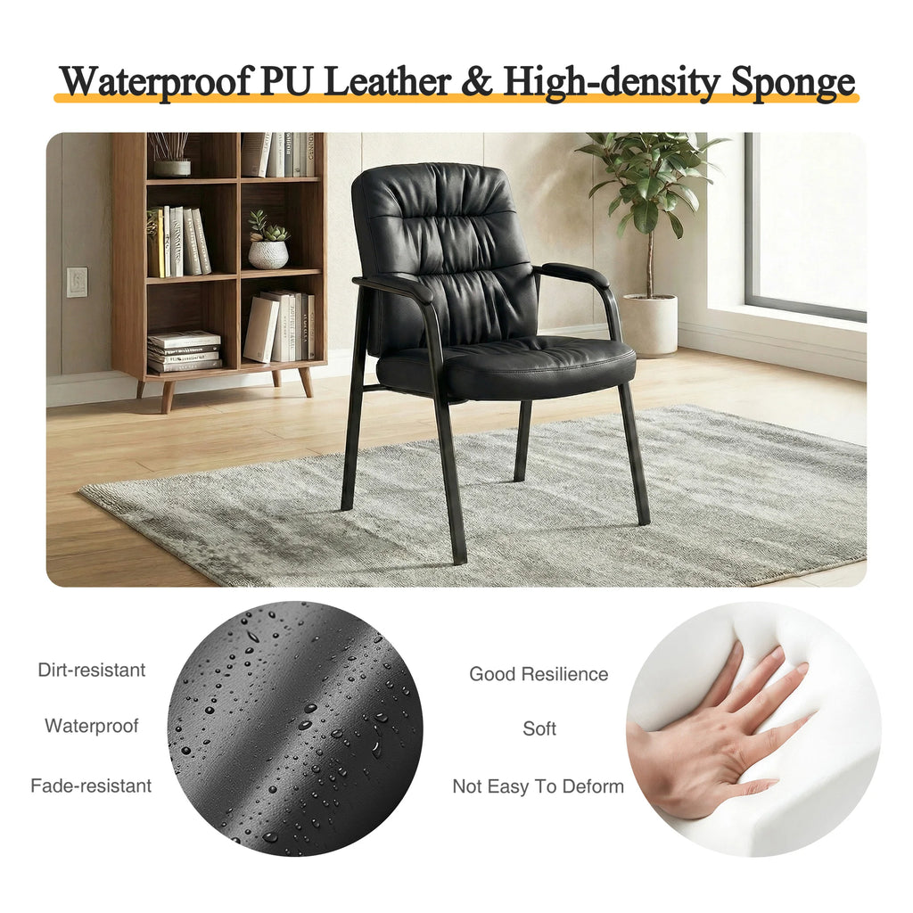 Heavy PU Leather Ergonomic Office Chair with Lumbar Support Padded Armrests Waiting Room Desk Chair Office