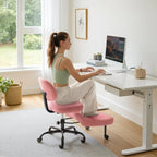 Ergonomic Criss Cross Legged Office Chair with Wheels, 360°Swivel Adjustable Height Kneeling Desk Chair with Footrest