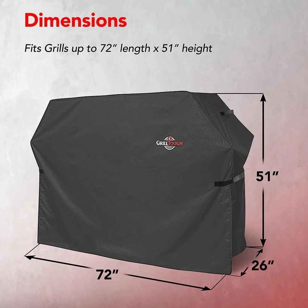 72 Inch Heavy Duty BBQ Grill Cover - Waterproof, Weather Resistant, UV & Fade Resistant with Adjustable Straps for Gas Grills
