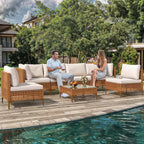 7Piece Patio Furniture Set, All Weather Wicker Patio Conversation Sectional