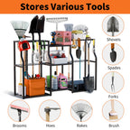 Freestanding Garden Tool Rack Outdoor Workshop Garage Storage Organizer with Slots for Tools