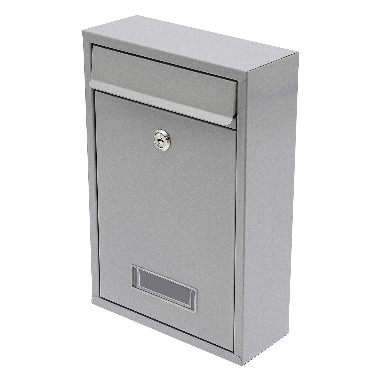 Stainless Steel Mail Letter Post Box Outdoor Wall Mounted Lockable Mailbox+2 Keys,