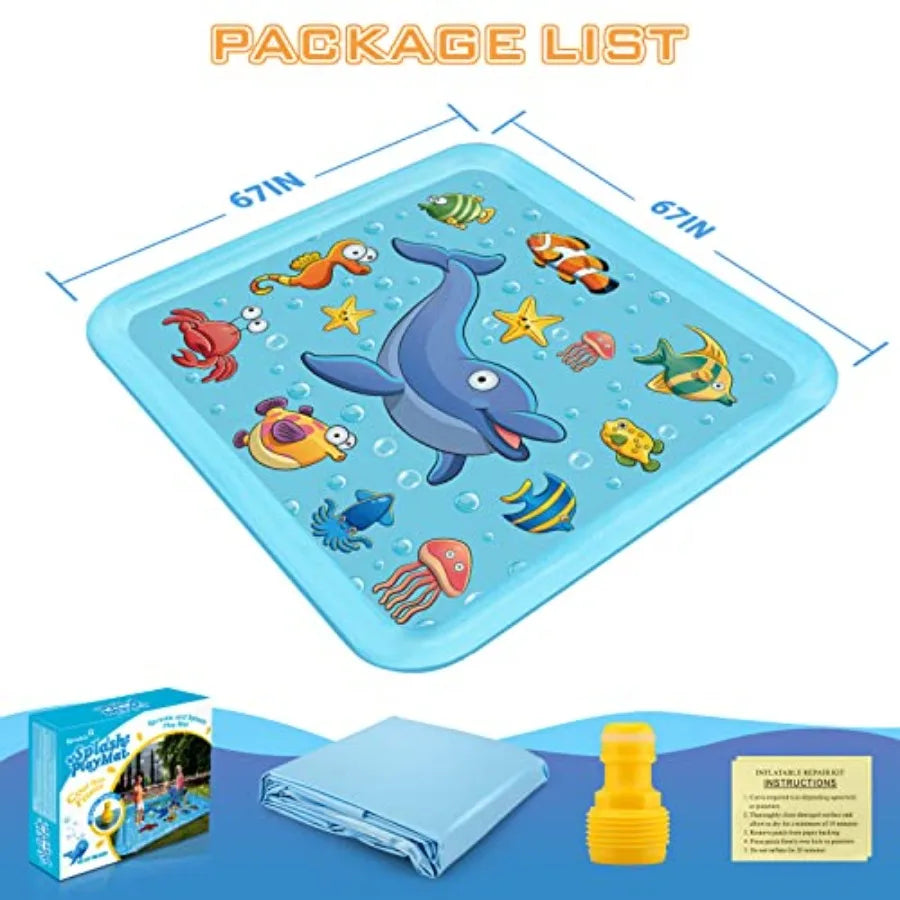 67 inch Inflatable Wading Pool Water Toy in Blue for Ages 3-9 Years Great Summer Fun Gift for Backyard