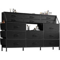 14 Drawer Dresser with Wooden Top, Large Storage Cabinet with Metal Frame